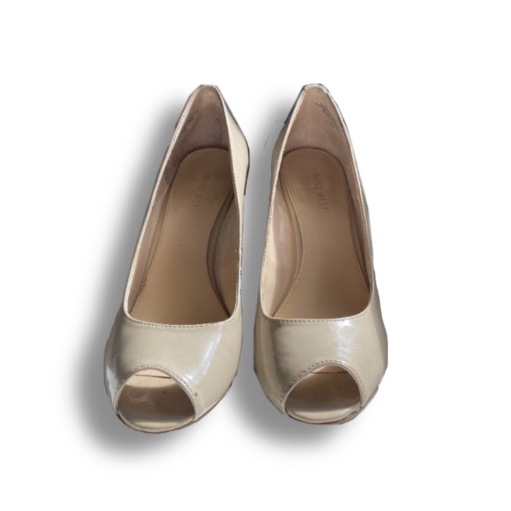 Nude Peep-Toe Nine West Wedges